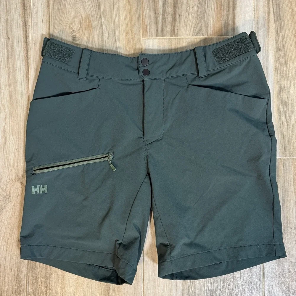 Helly Hansen Shorts Men's M Green Blaze Softshell Hiking Outdoor Adjustable
